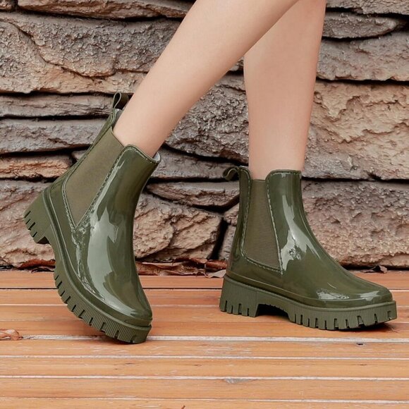 🆕  Green Rubber Rain Boots Women’s Waterproof PVC Ankle Booties Garden Work - Picture 6 of 7